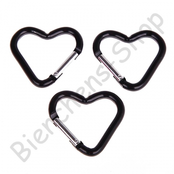 1 Aluminium Herz Karabiner / 45mm schwarz