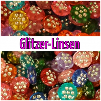 30 Stück Acryllinsen "Glitzer-Linsen" flach