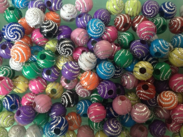 30 Stück Glitzerperlen, Kunststoff, 9mm