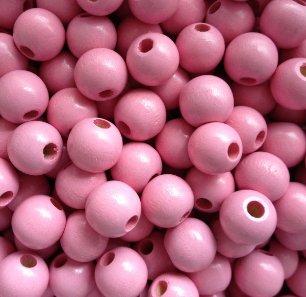 50 Holzperlen 10mm, babyrosa