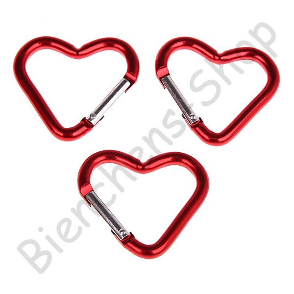 1 Aluminium Herz Karabiner / 45mm rot