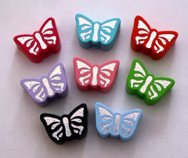 100x Schmetterling mit Glitzer, FARBWAHL