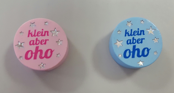 Motivperle klein aber oho mit Glitzer und Tampondruck, Farbwahl