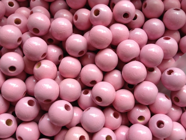 30 Holzperlen 12mm, babyrosa