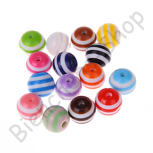 50 Stück Kunststoffperlen mit Streifen, 10mm