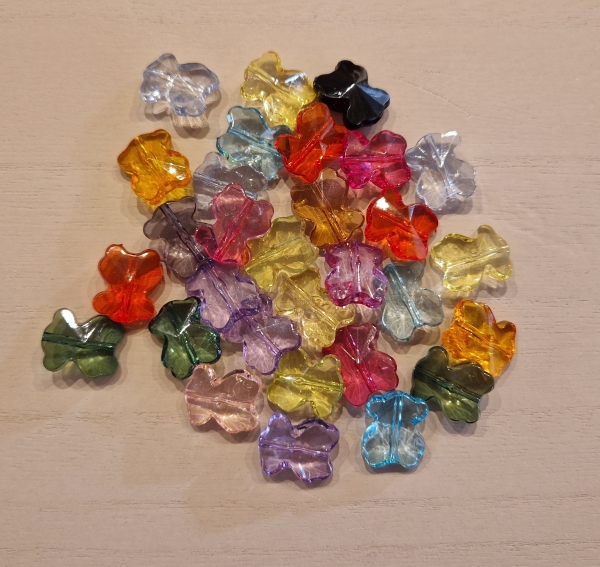 30 Stück Acrylperlen Schmetterlinge bunt gemischt