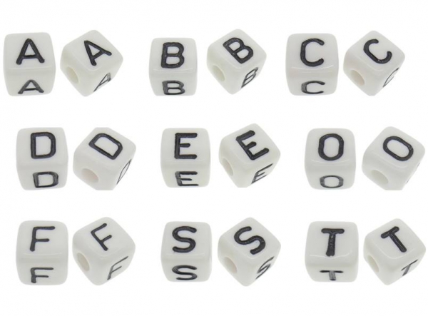 100g, ca 110 Stk Kunststoffbuchstaben VON EINEM BUCHSTABEN,  weiss, 10mm