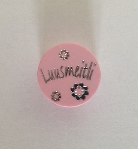 1x Motivperle Luusmeitli Glitzerscheibe rosa
