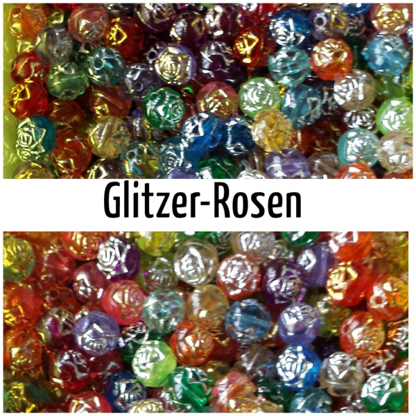 30 Stück 10mm Acrylperlen "Glitzerrose"