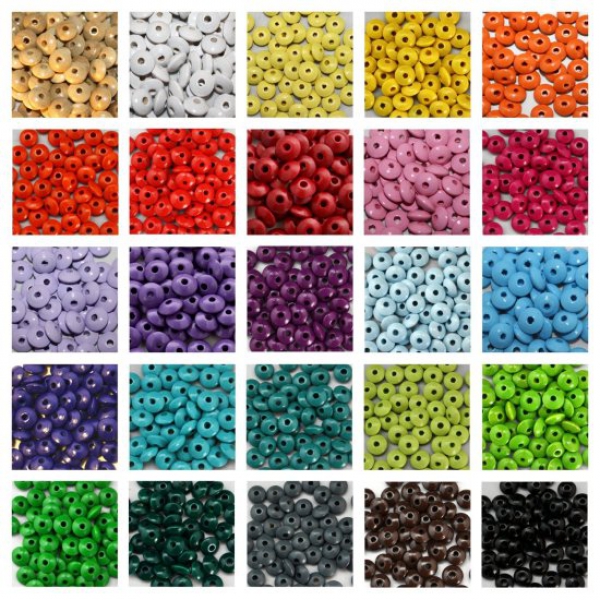 500 Holzlinsen 10mm, Farbwahl (!!! ACHTUNG - Gold AUSVERKAUFT!!!)