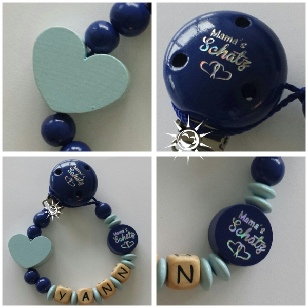 Mamas Schatz Nuggikette in dunkelblau mit Wunsch-Name