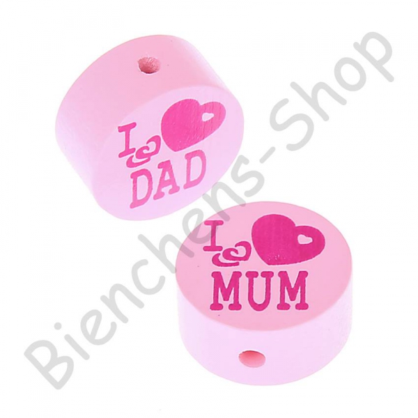 Motivperle I Love Mum/Dad mit Aufdruck