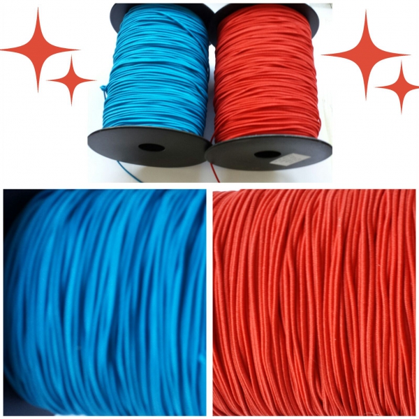 5m Gummiband/Gummikordel, 2mm, rot oder blau