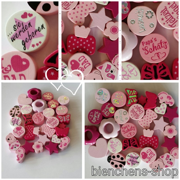 30 Motivperlen, rosa/pink/dunkelpink, gemischt