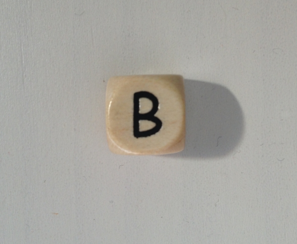 1 Buchstabenwürfel 10mm geprägt Comic "B"