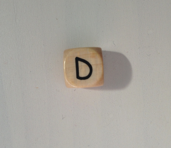 1 Buchstabenwürfel 10mm geprägt Comic "D"