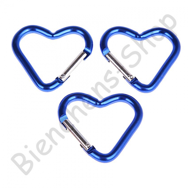1 Aluminium Herz Karabiner / 45mm blau