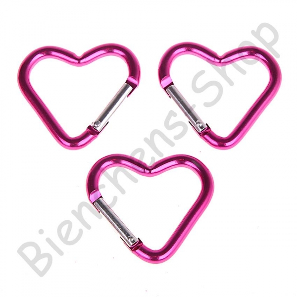 1 Aluminium Herz Karabiner / 45mm pink