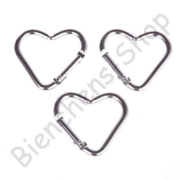 1 Aluminium Herz Karabiner / 45mm silberfarbig