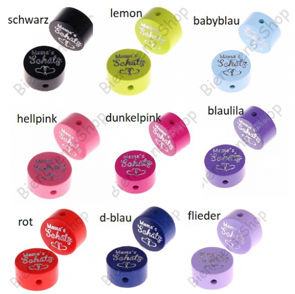 20x Motivperle Mamas Schatz Glitzer mit Farbwahl
