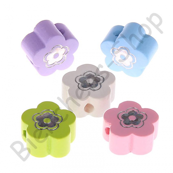 50x Miniblümchen mit Glitzer mit Farbwahl