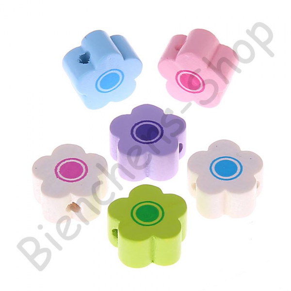 10x Miniblümchen mit Druck, mit Farbwahl