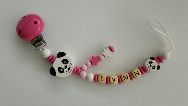 Niedliche Nuggikette mit Pandamotiv und Sternli, MIT NAME