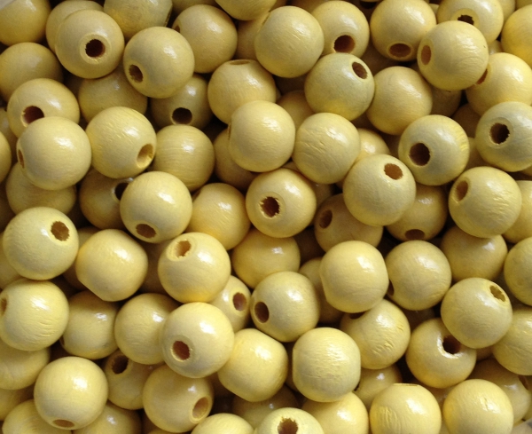 50 Holzperlen 10mm, pastellgelb