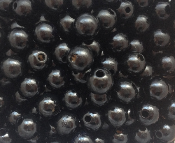 30 Holzperlen 12mm, schwarz