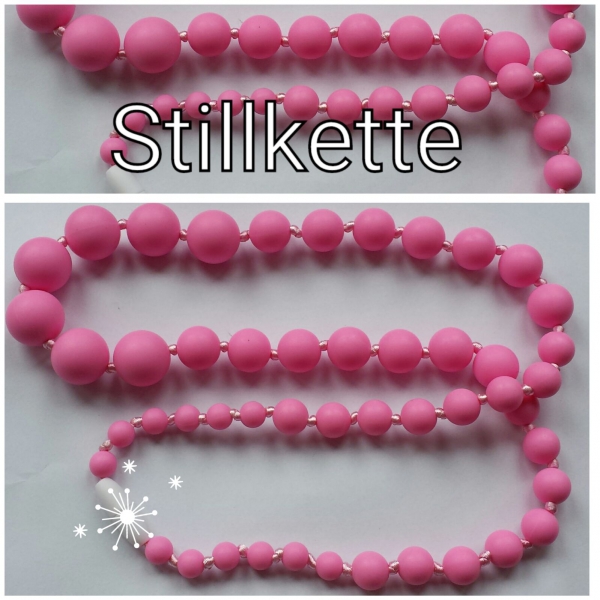 Hals-/Still- und Spiel-Beisskette aus Silikon, rosa