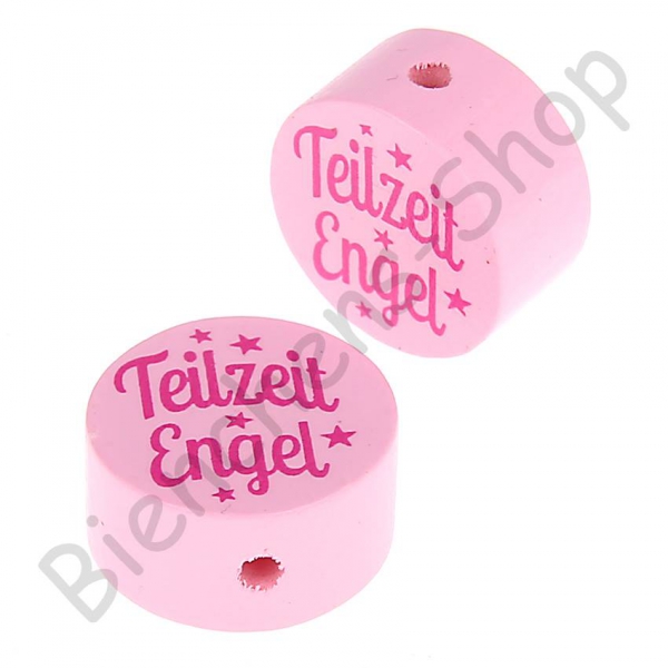 1x Motivperle Teilzeit Engel mit Tampondruck, rosa