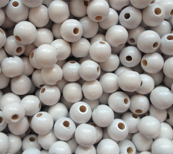 30 Holzperlen 12mm, weiss